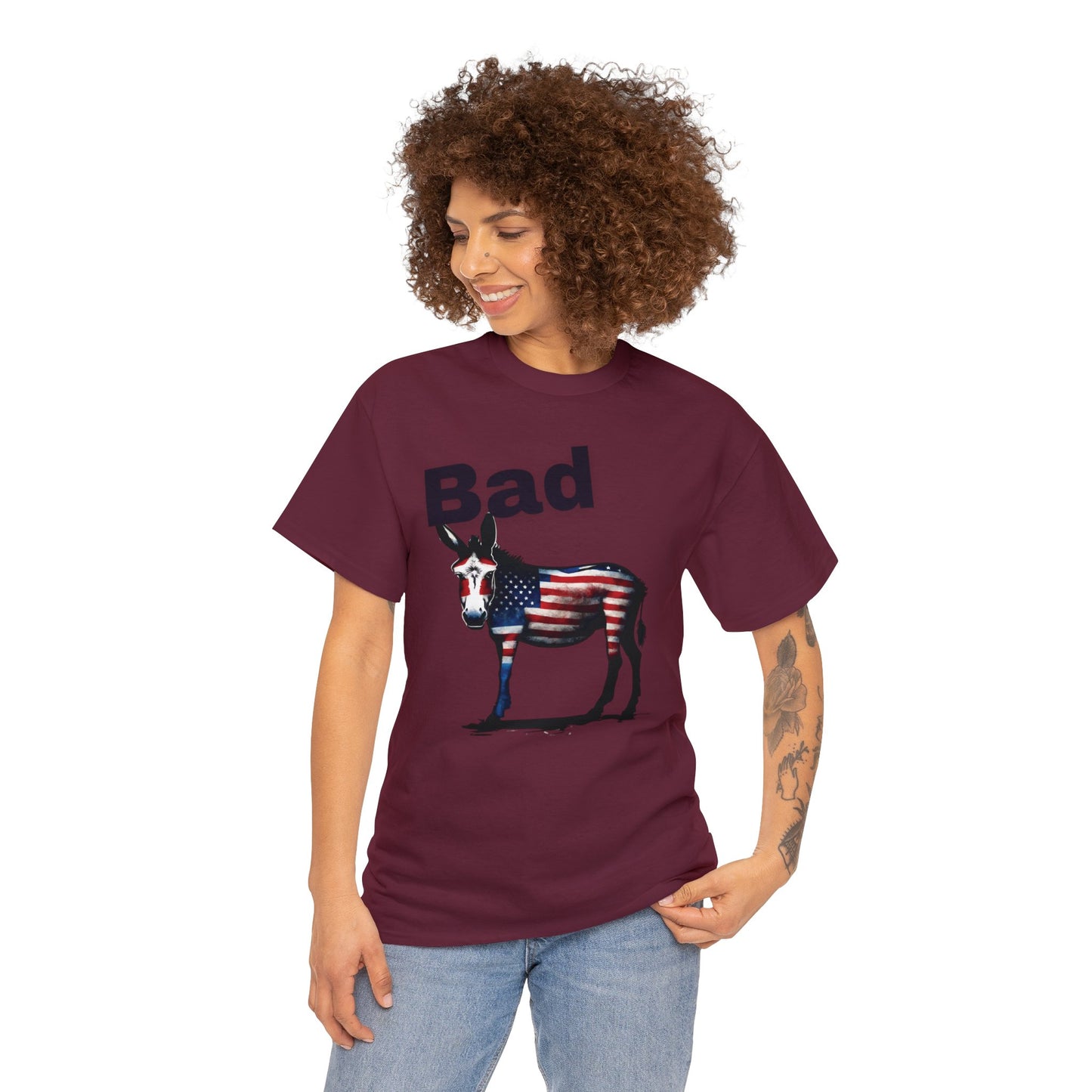 American Bad Ass Donkey American Flag Beer Please QR Code, Unisex Heavy Cotton Tee