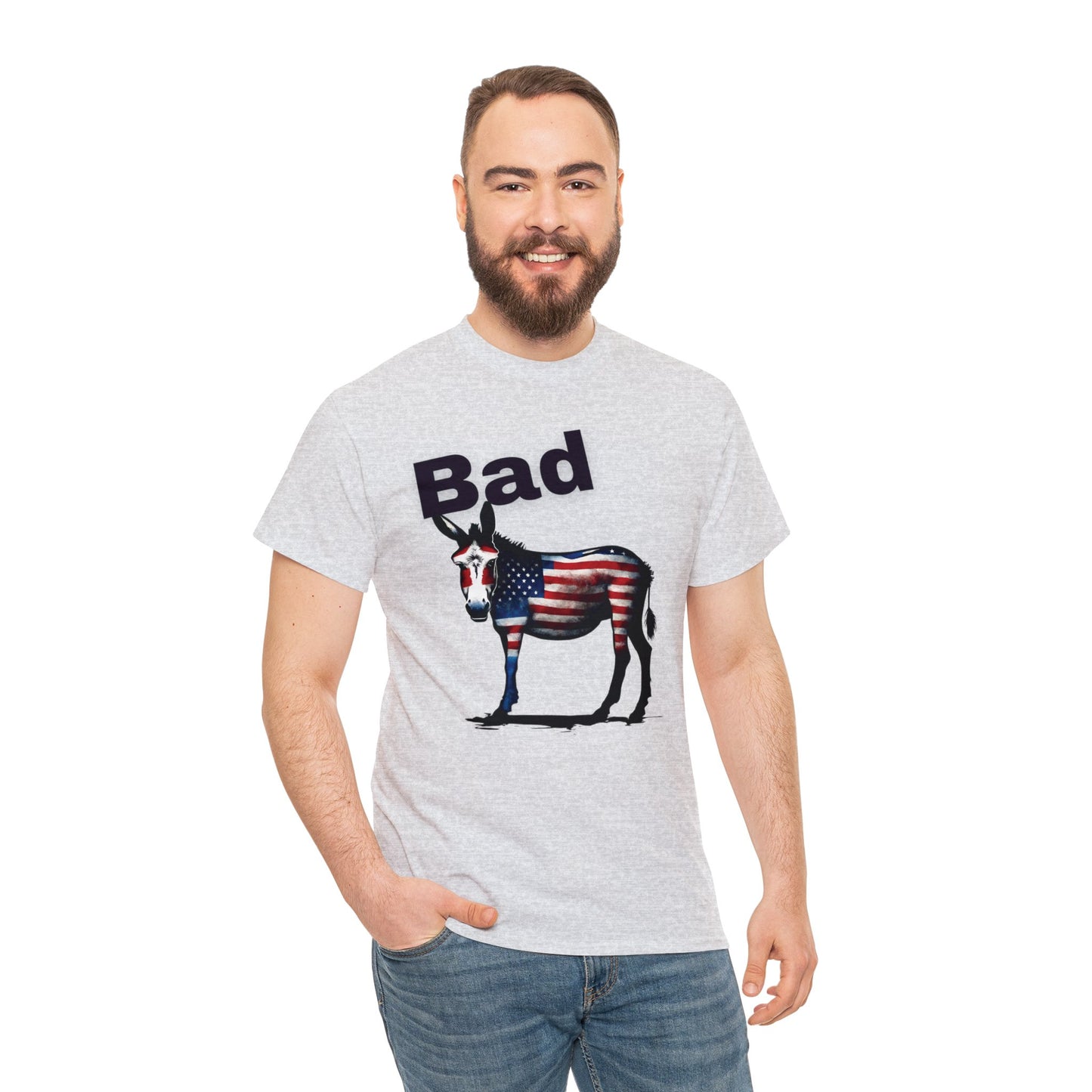 American Bad Ass Donkey American Flag Beer Please QR Code, Unisex Heavy Cotton Tee