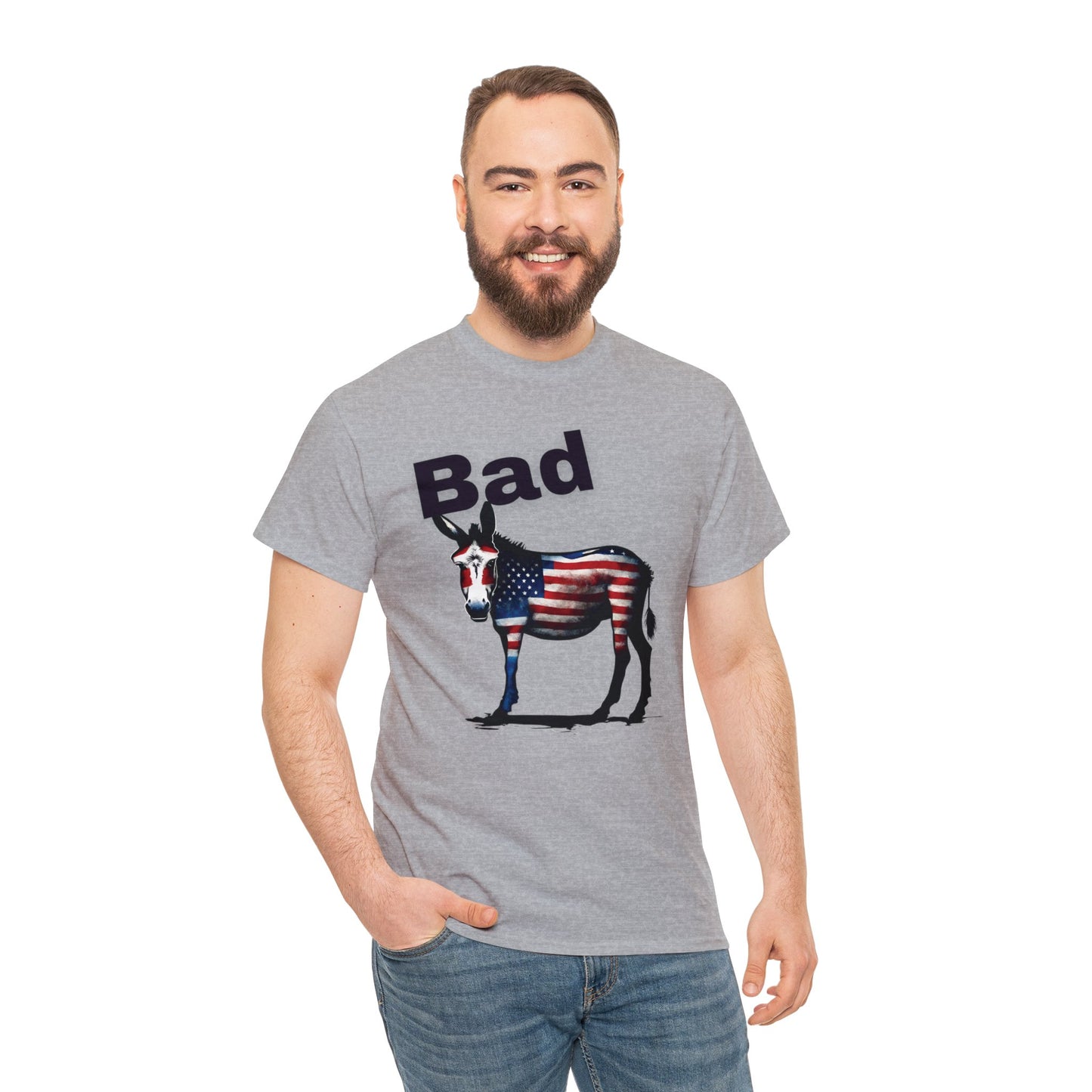 American Bad Ass Donkey American Flag Beer Please QR Code, Unisex Heavy Cotton Tee