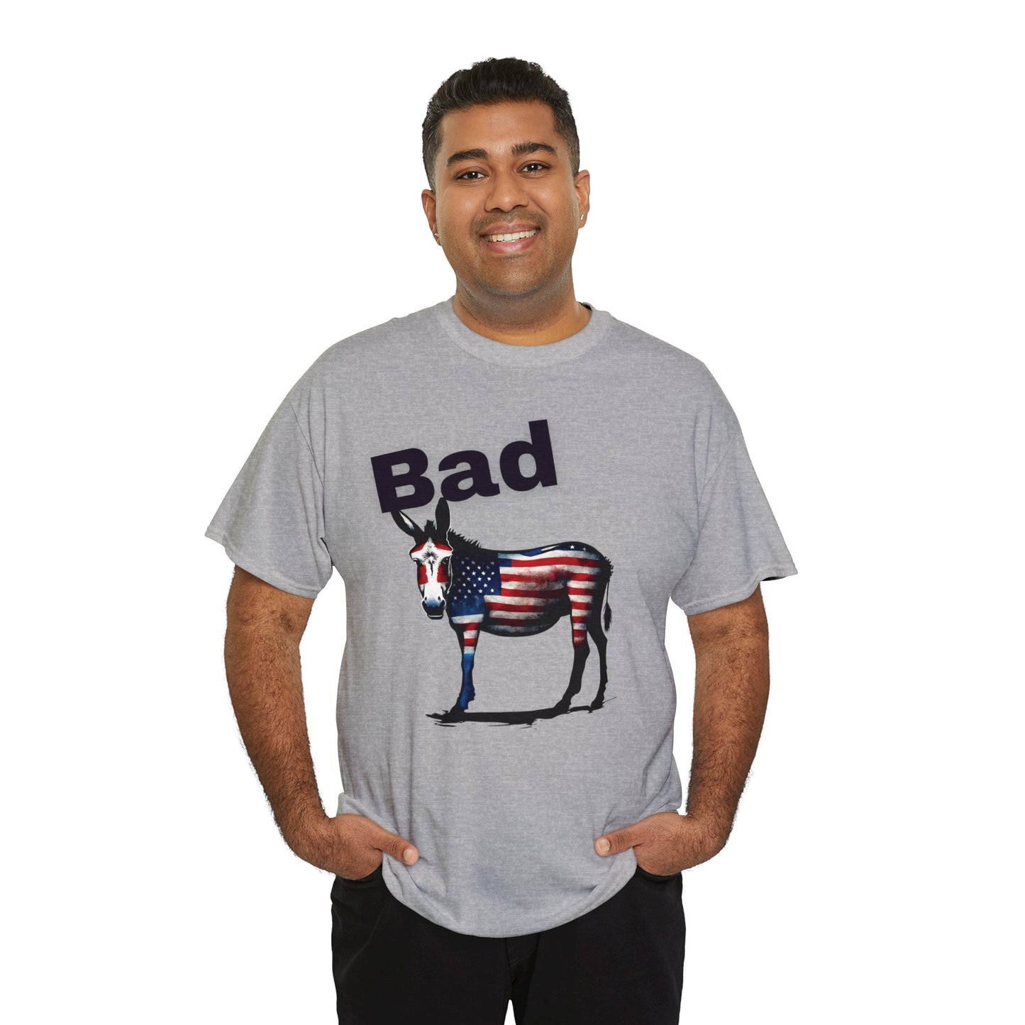 American Bad Ass Donkey American Flag Beer Please QR Code, Unisex Heavy Cotton Tee