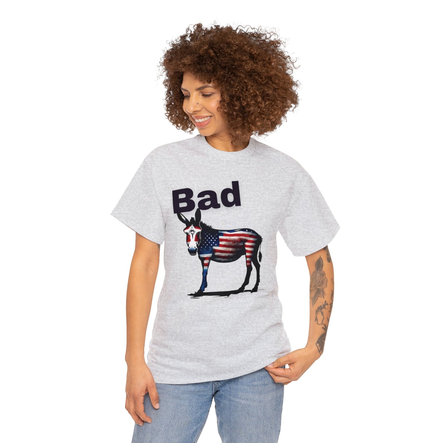 American Bad Ass Donkey American Flag Beer Please QR Code, Unisex Heavy Cotton Tee