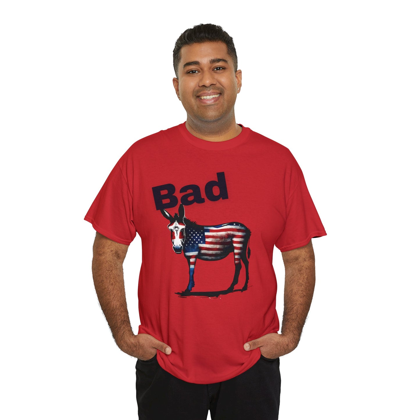 American Bad Ass Donkey American Flag Beer Please QR Code, Unisex Heavy Cotton Tee