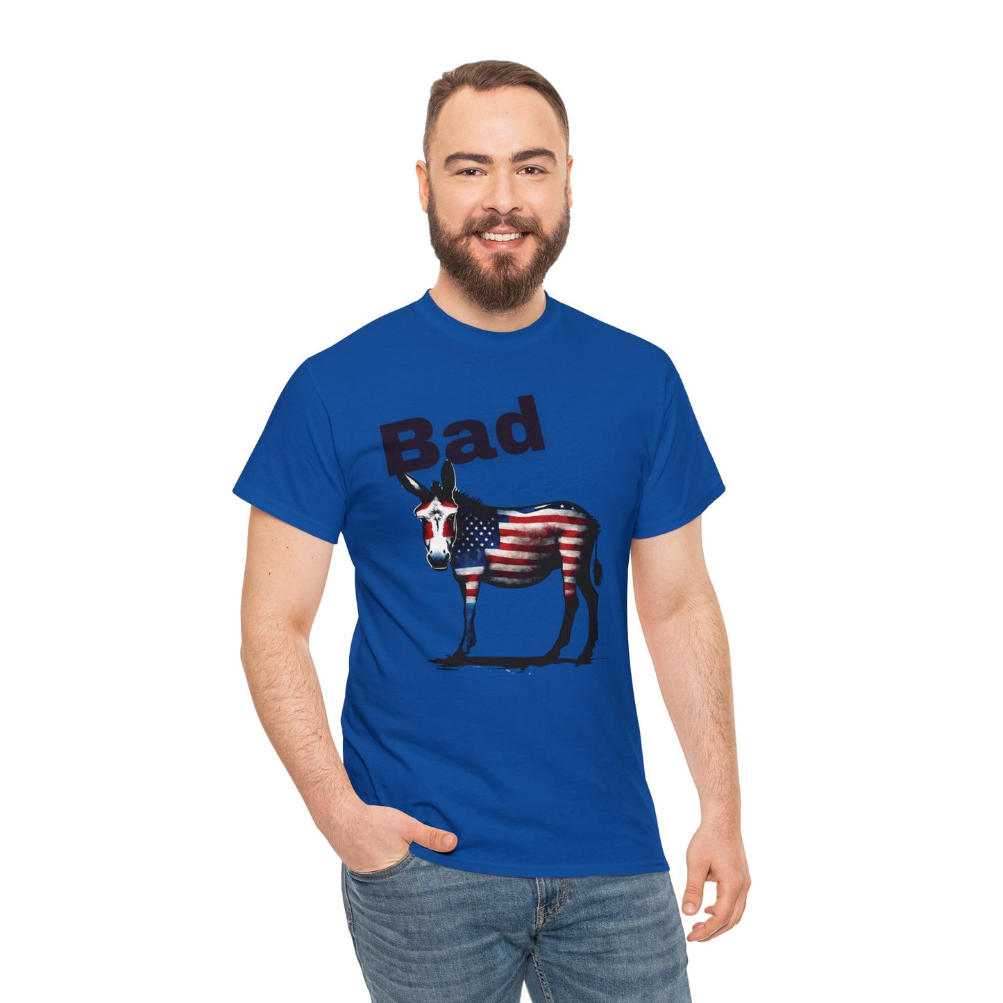 American Bad Ass Donkey American Flag Beer Please QR Code, Unisex Heavy Cotton Tee