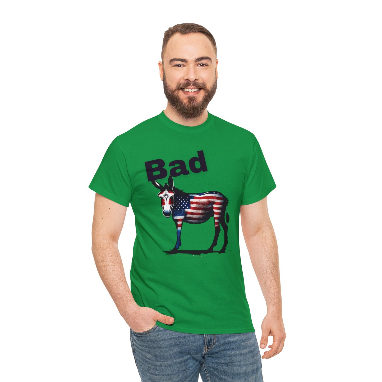 American Bad Ass Donkey American Flag Beer Please QR Code, Unisex Heavy Cotton Tee