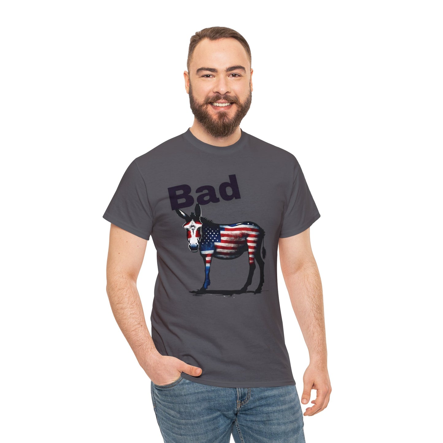 American Bad Ass Donkey American Flag Beer Please QR Code, Unisex Heavy Cotton Tee