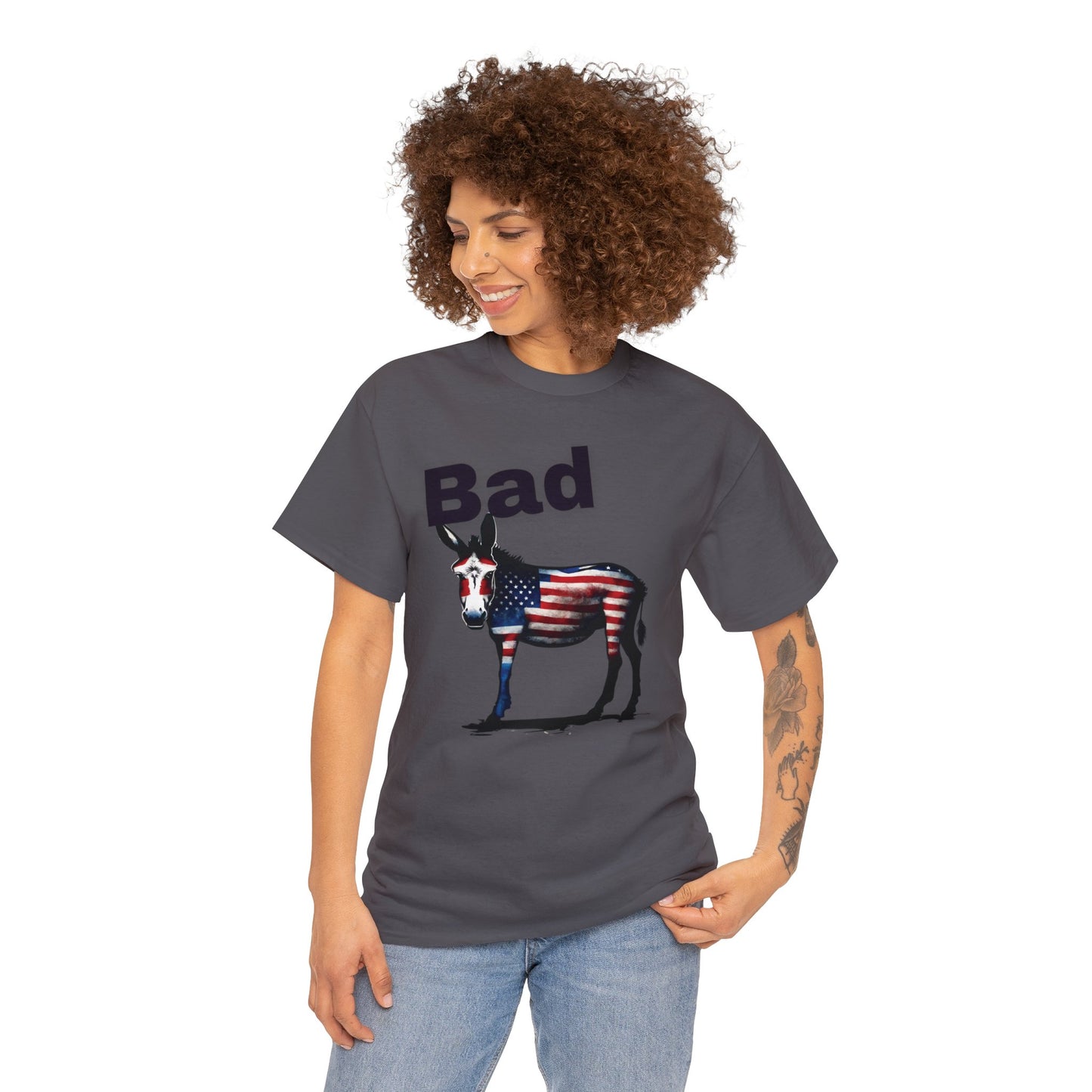 American Bad Ass Donkey American Flag Beer Please QR Code, Unisex Heavy Cotton Tee