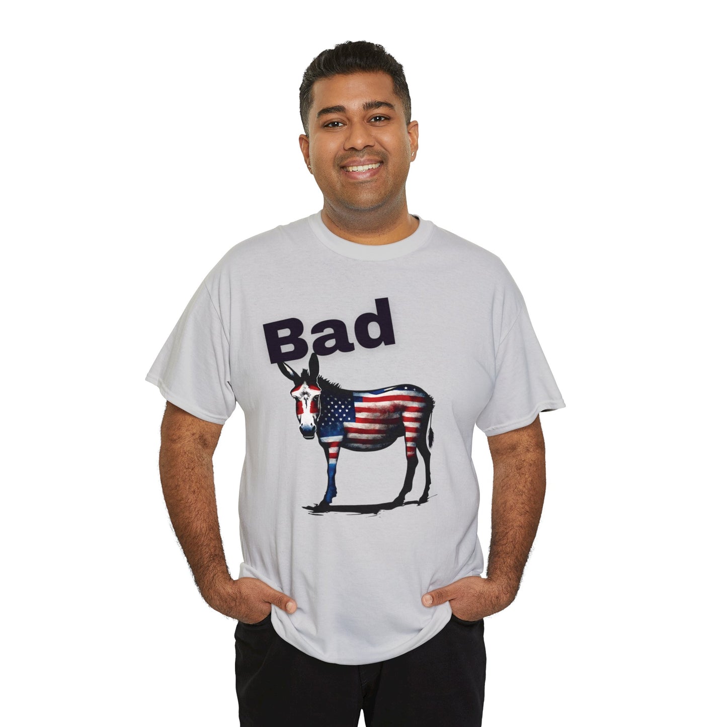 American Bad Ass Donkey American Flag Beer Please QR Code, Unisex Heavy Cotton Tee