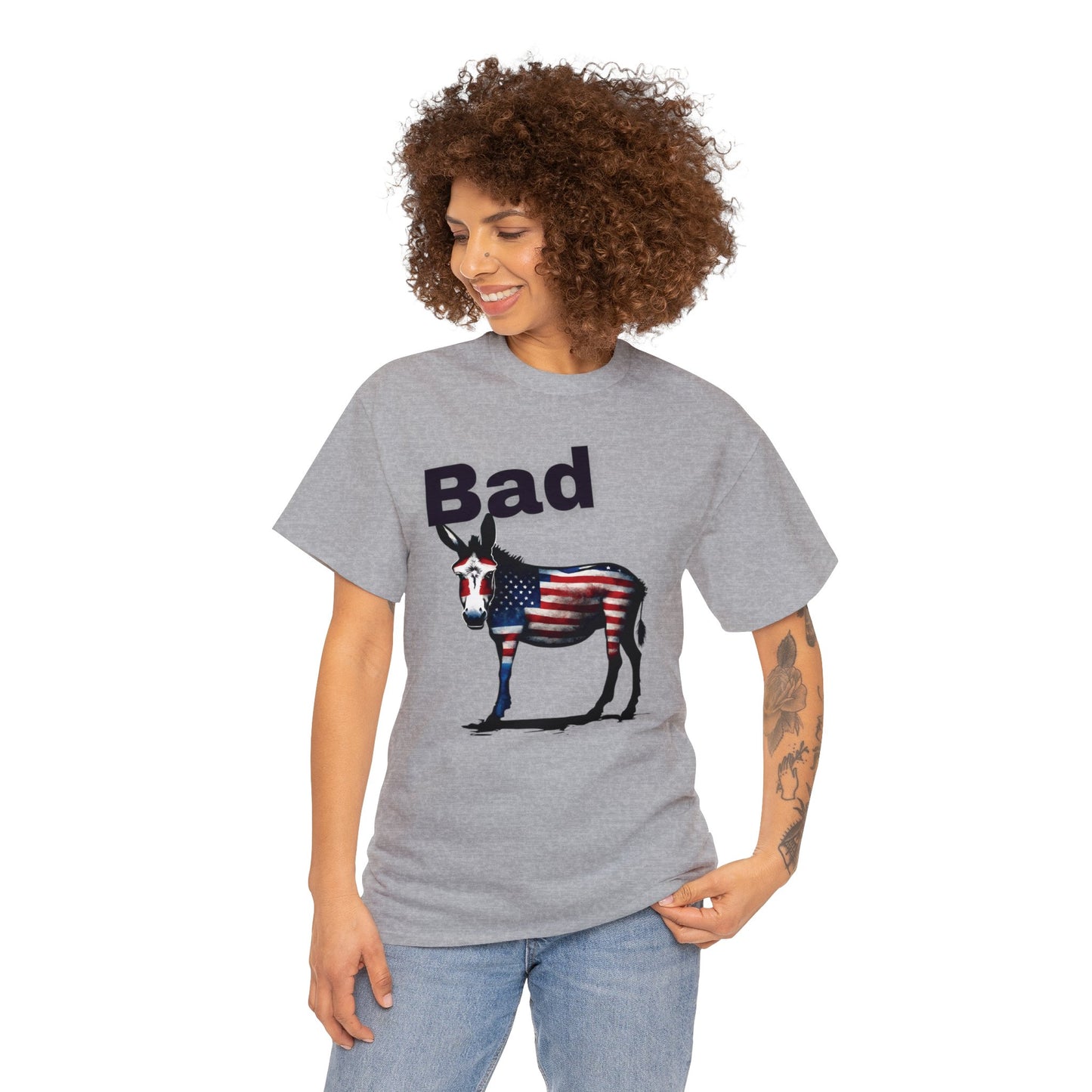 American Bad Ass Donkey American Flag Beer Please QR Code, Unisex Heavy Cotton Tee