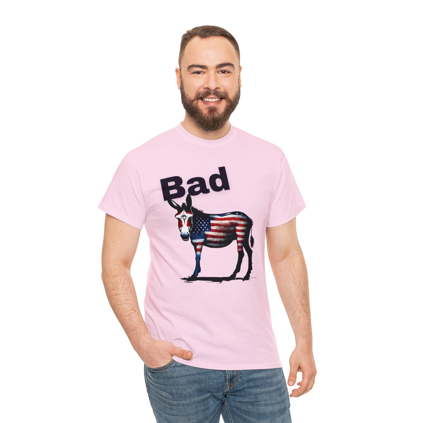 American Bad Ass Donkey American Flag Beer Please QR Code, Unisex Heavy Cotton Tee