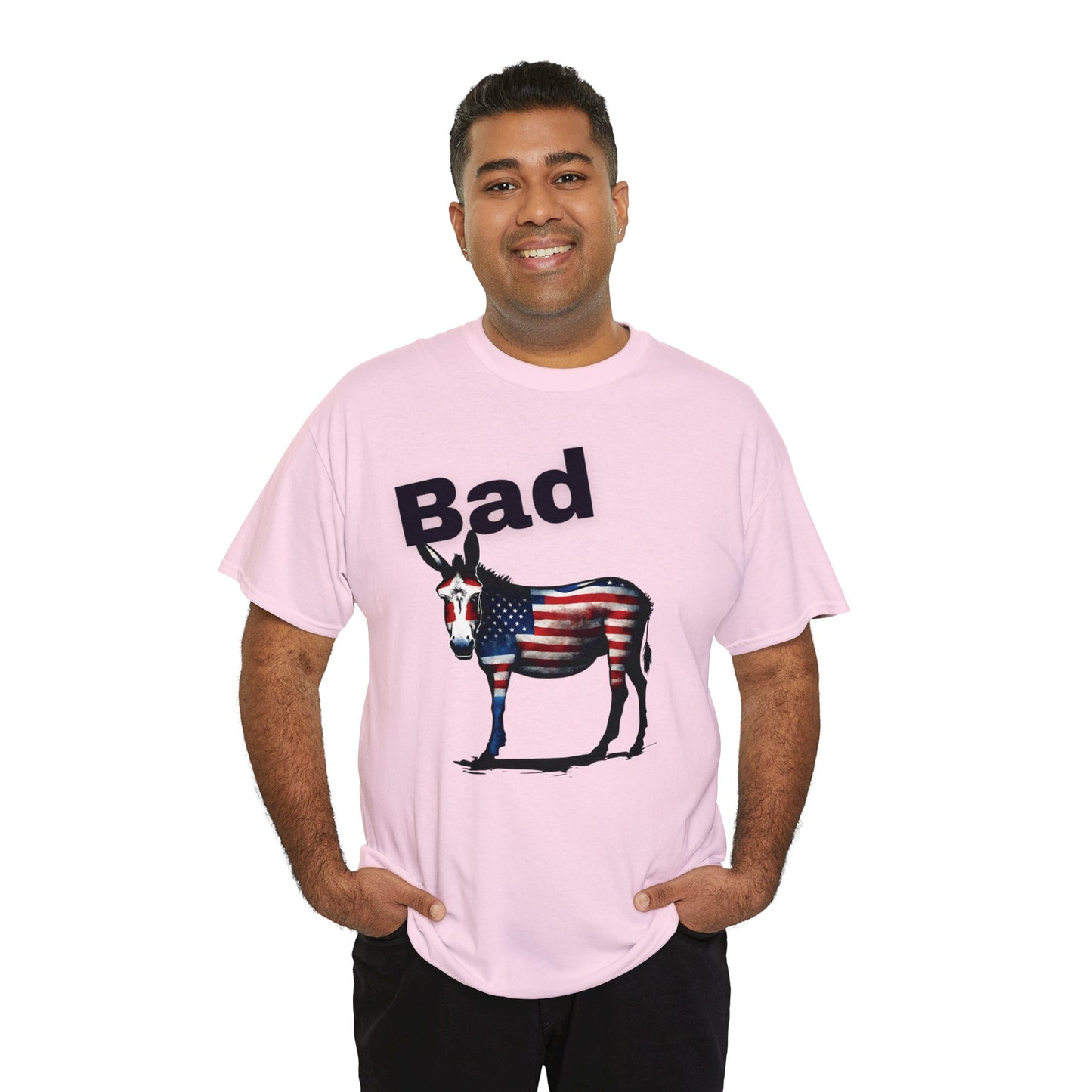 American Bad Ass Donkey American Flag Beer Please QR Code, Unisex Heavy Cotton Tee